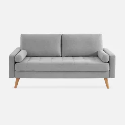 Divano in stile scandinavo in tessuto semplice, 3 posti