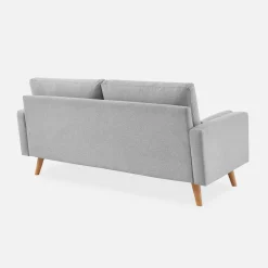 Divano in stile scandinavo in tessuto semplice, 3 posti