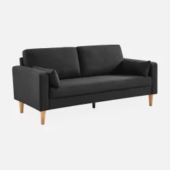 Divano in tessuto con gambe in legno, 3 posti