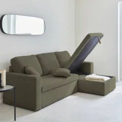 Divano letto angolare reversibile in bouclé, 3 posti