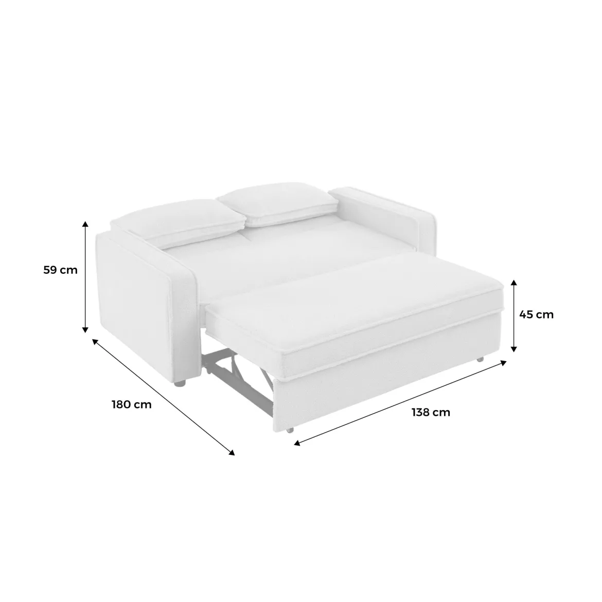 Divano letto bouclé, 2 posti