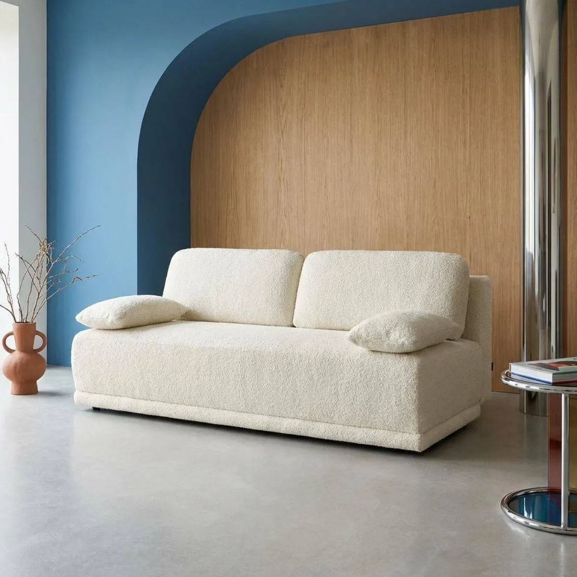 Divano letto bouclé, 3 posti
