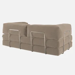 Divano letto futon in velluto a coste e struttura cromata