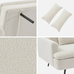 Divano letto in bouclé, 2–3 posti