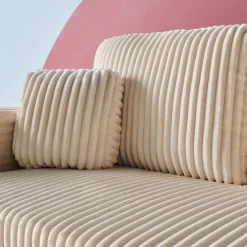 Divano letto reversibile effetto pelliccia a coste, 3 posti