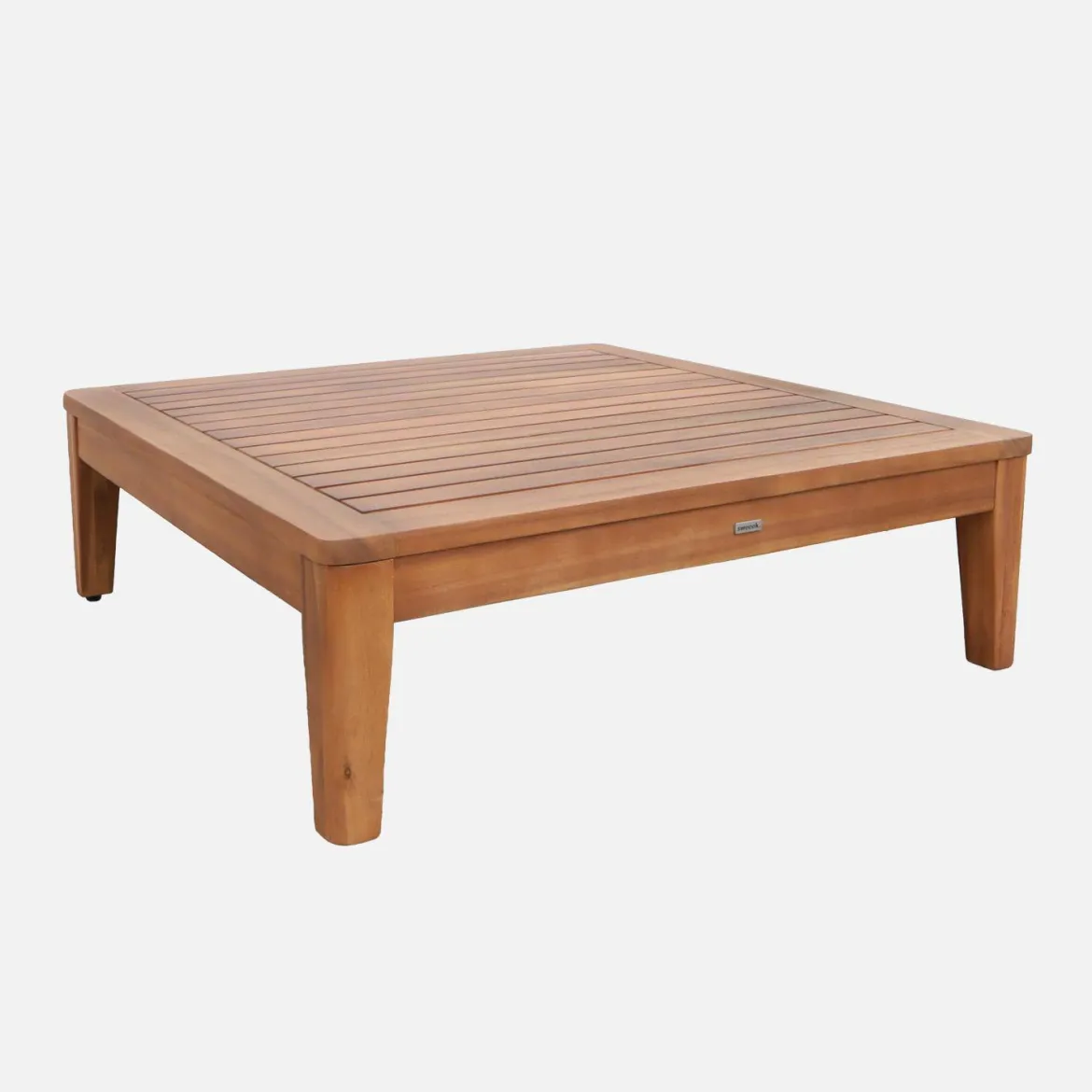Divano modulare da giardino con tavolino in legno di acacia e bouclé, 1 posto