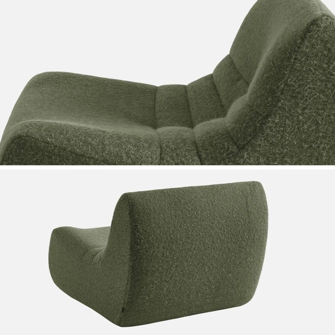 Divano modulare tessuto effetto alpaca, 3 posti