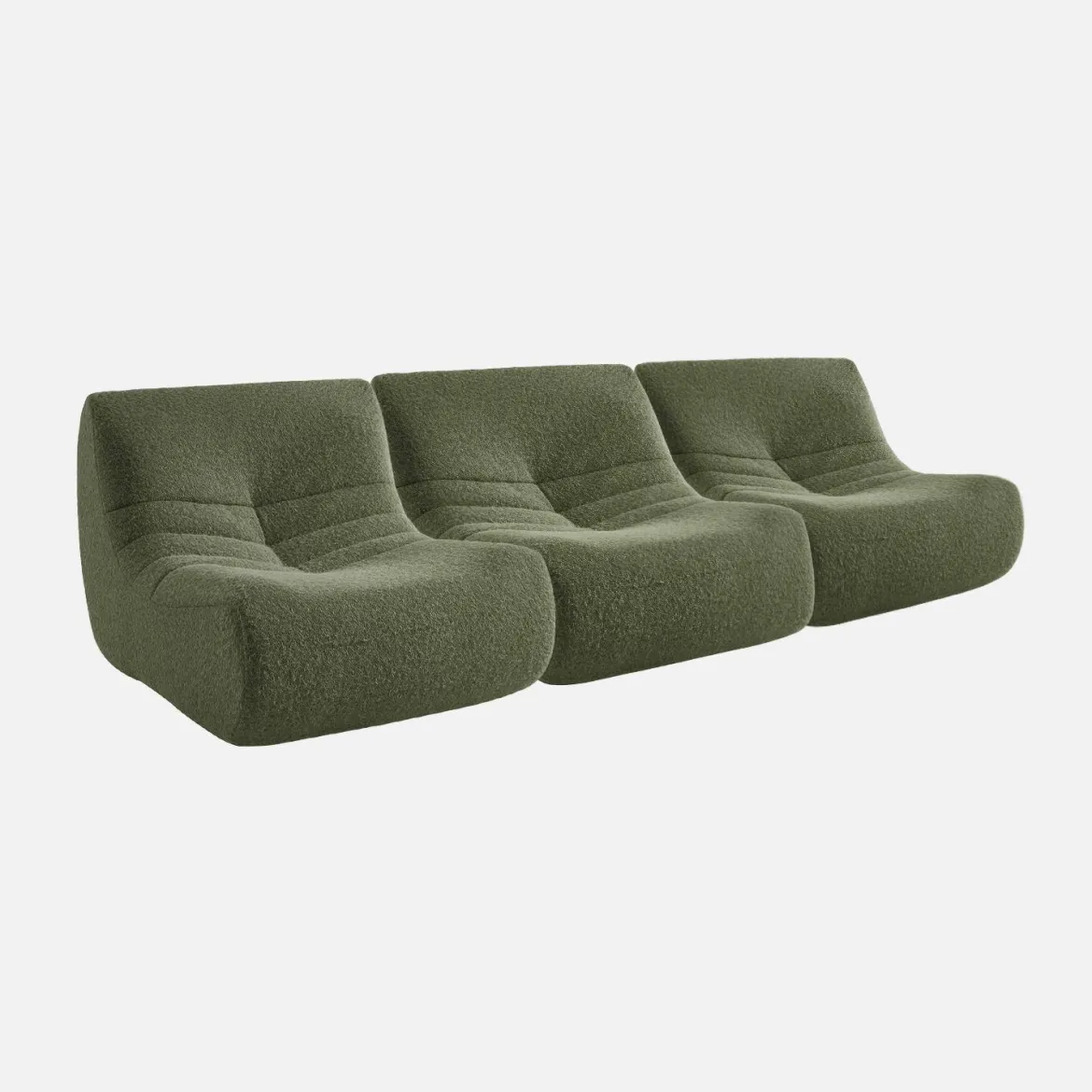 Divano modulare tessuto effetto alpaca, 3 posti