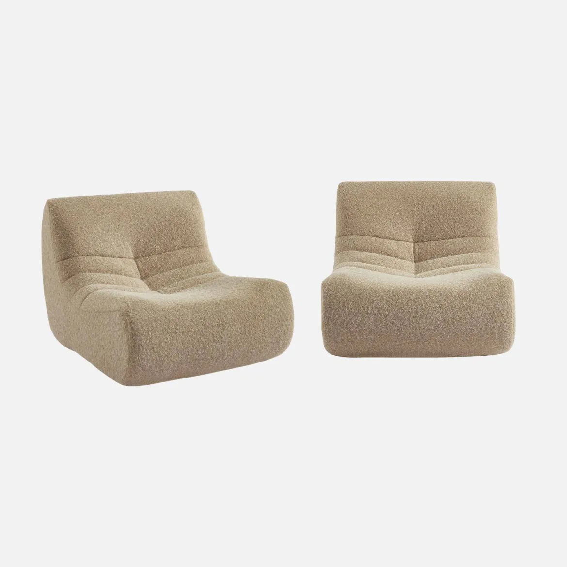 Divano modulare tessuto effetto alpaca, 2 posti