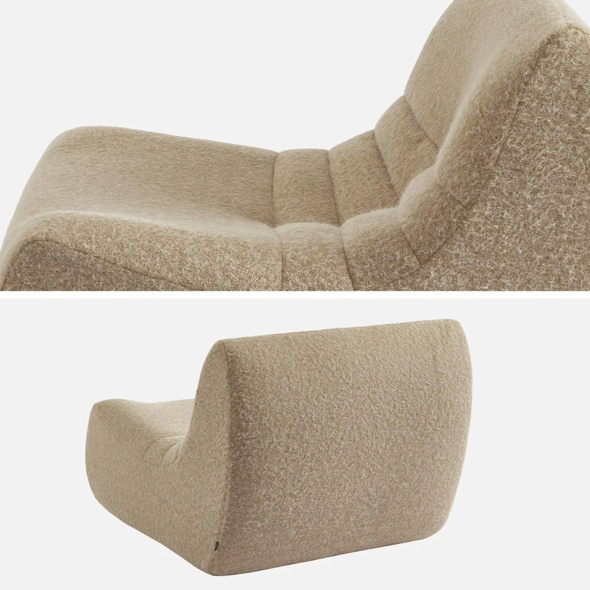 Divano modulare tessuto effetto alpaca, 2 posti