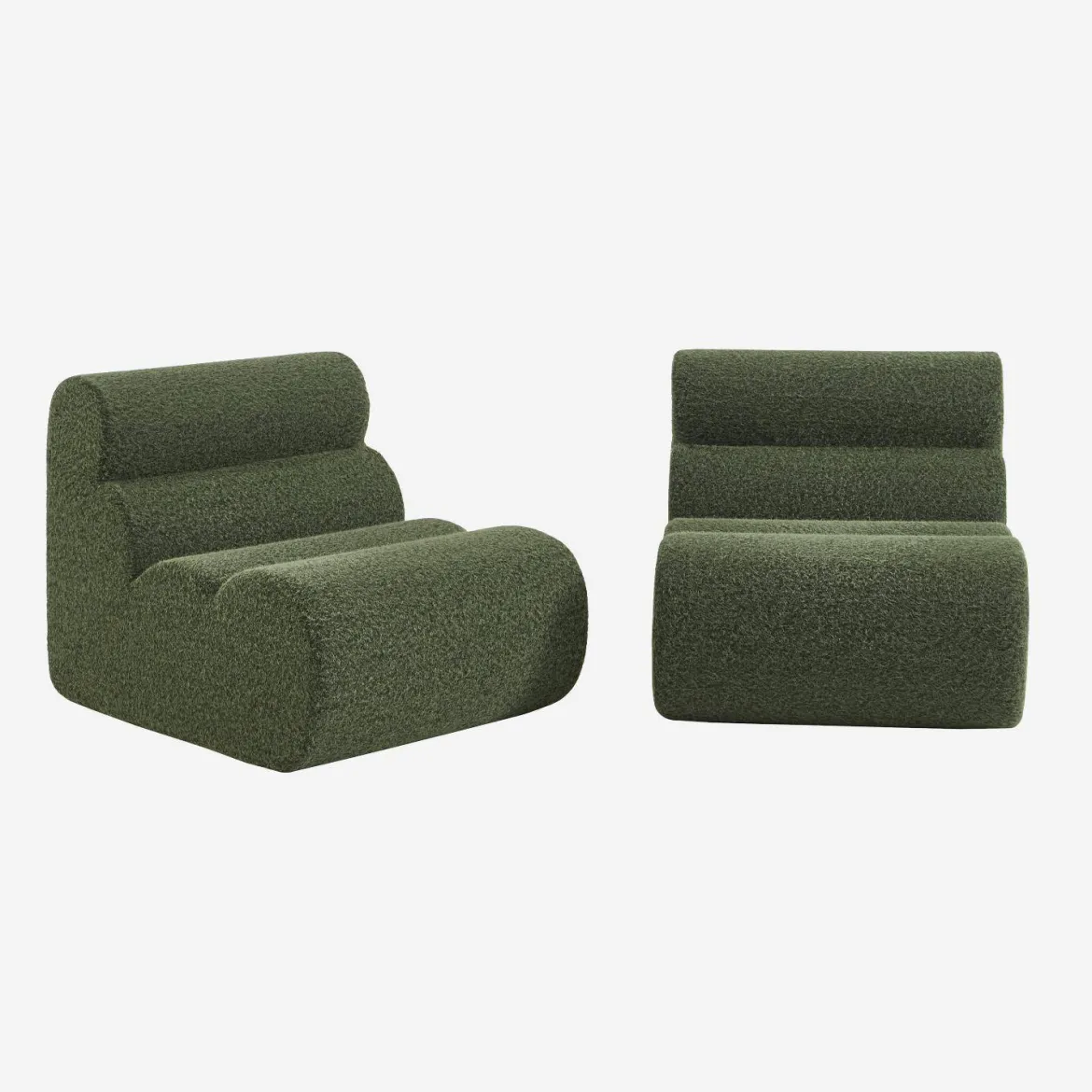Divano modulare tessuto effetto alpaca, 2 posti
