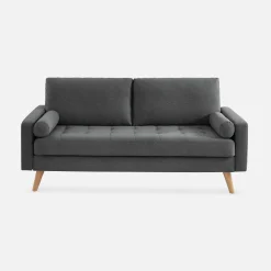 Divano in stile scandinavo in tessuto semplice, 3 posti