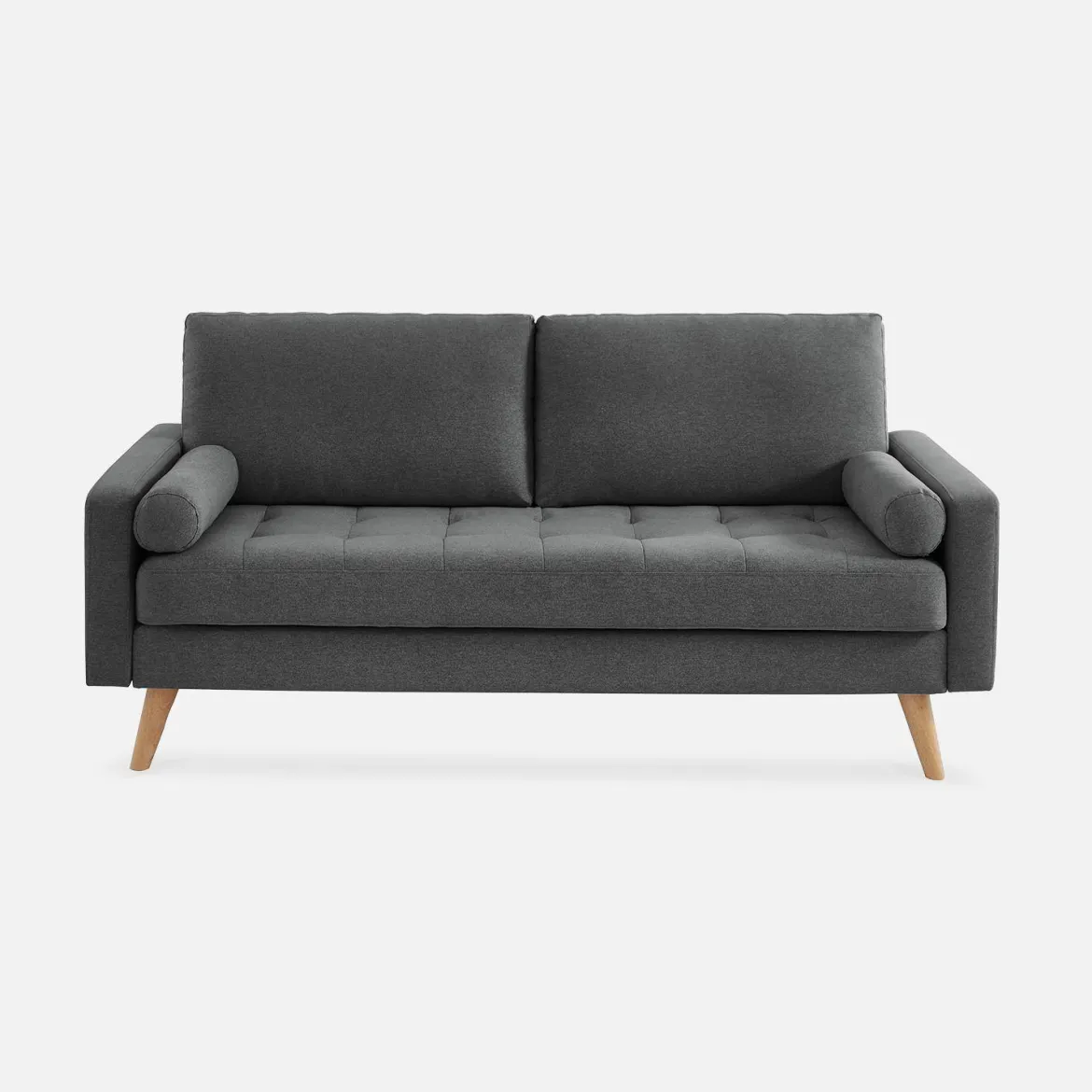 Divano in stile scandinavo in tessuto semplice, 3 posti