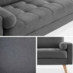 Divano in stile scandinavo in tessuto semplice, 3 posti