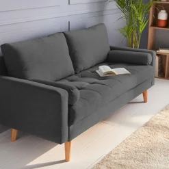 Divano in stile scandinavo in tessuto semplice, 3 posti