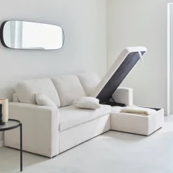 Divano letto angolare reversibile in bouclé, 3 posti