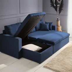 Divano letto angolare reversibile con contenitore, 3 posti