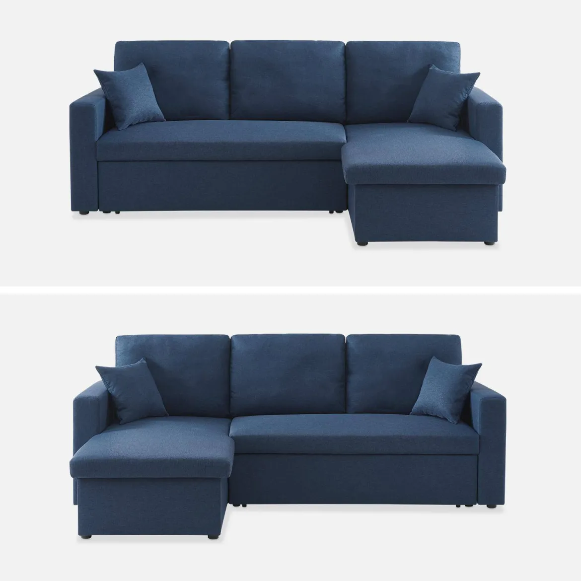Divano letto angolare reversibile con contenitore, 3 posti