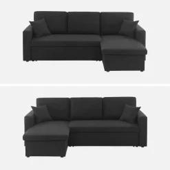 Divano letto angolare reversibile con contenitore, 3 posti