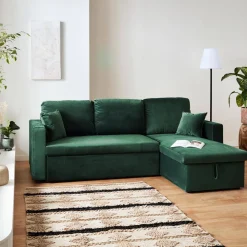 Divano letto angolare reversibile in velluto, 3 posti