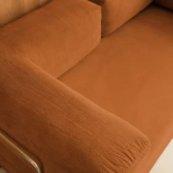 Divano letto futon in velluto a coste e struttura cromata