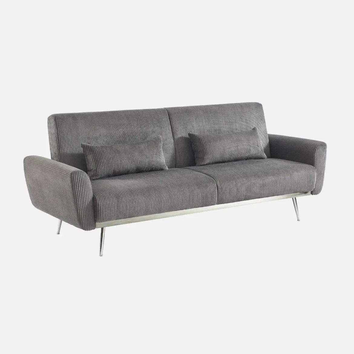 Divano letto in velluto a coste con struttura in legno di eucalipto e metallo, 3 posti