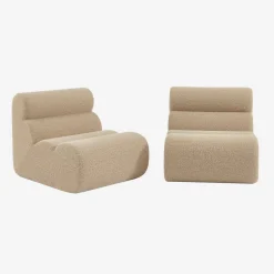 Divano modulare tessuto effetto alpaca, 2 posti