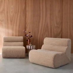 Divano modulare tessuto effetto alpaca, 2 posti