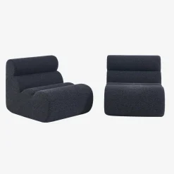 Divano modulare tessuto effetto alpaca, 2 posti