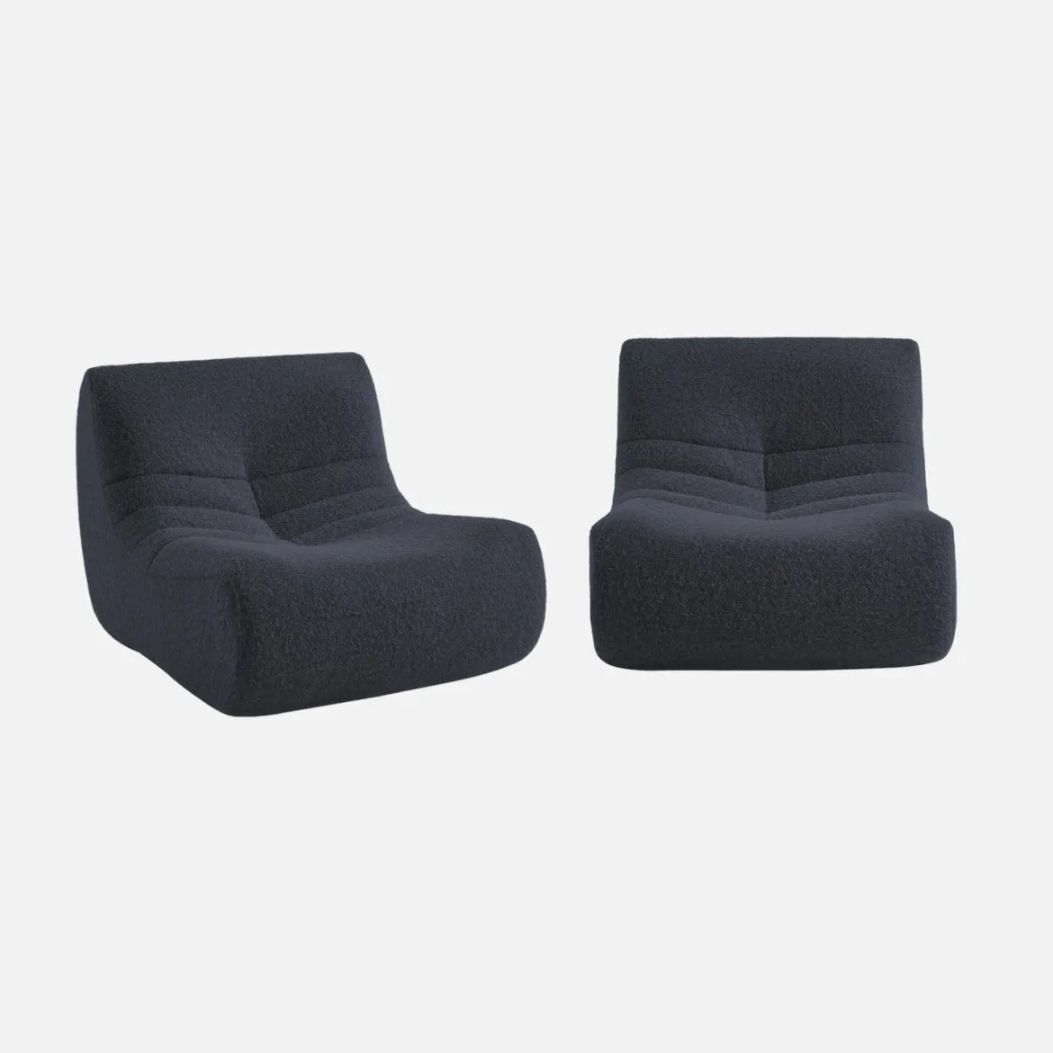 Divano modulare tessuto effetto alpaca, 2 posti