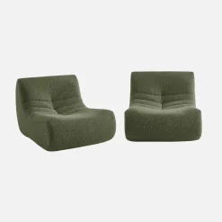 Divano modulare tessuto effetto alpaca, 2 posti