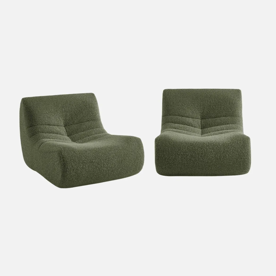 Divano modulare tessuto effetto alpaca, 2 posti