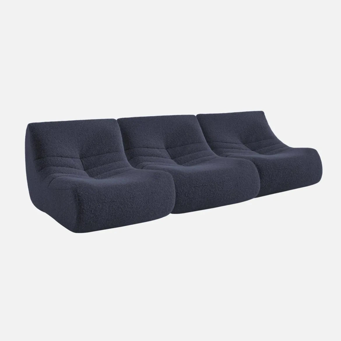 Divano modulare tessuto effetto alpaca, 3 posti