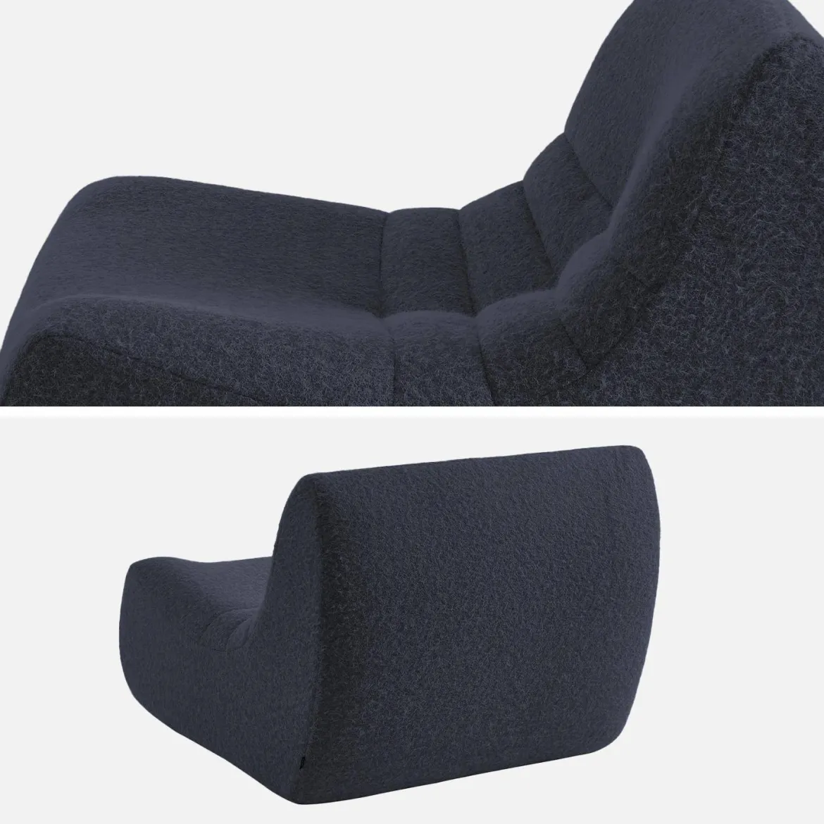 Divano modulare tessuto effetto alpaca, 3 posti