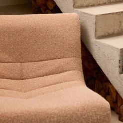 Divano modulare tessuto effetto alpaca, 3 posti