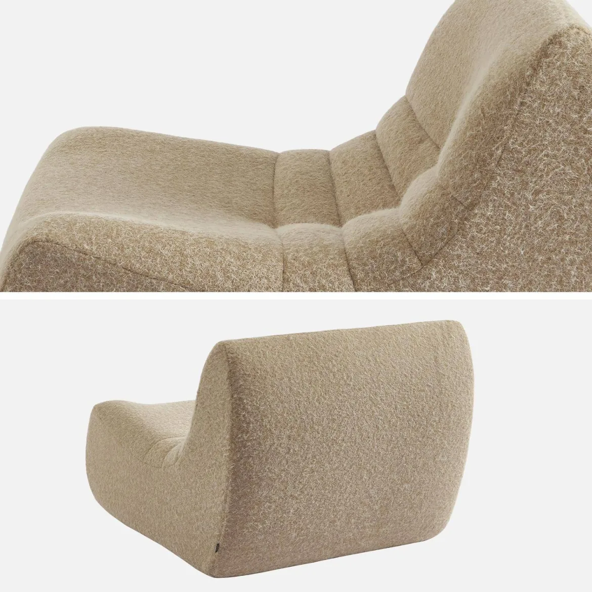 Divano modulare tessuto effetto alpaca, 3 posti