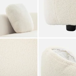 Divano organico a forma di virgola in bouclé, 2–3 posti