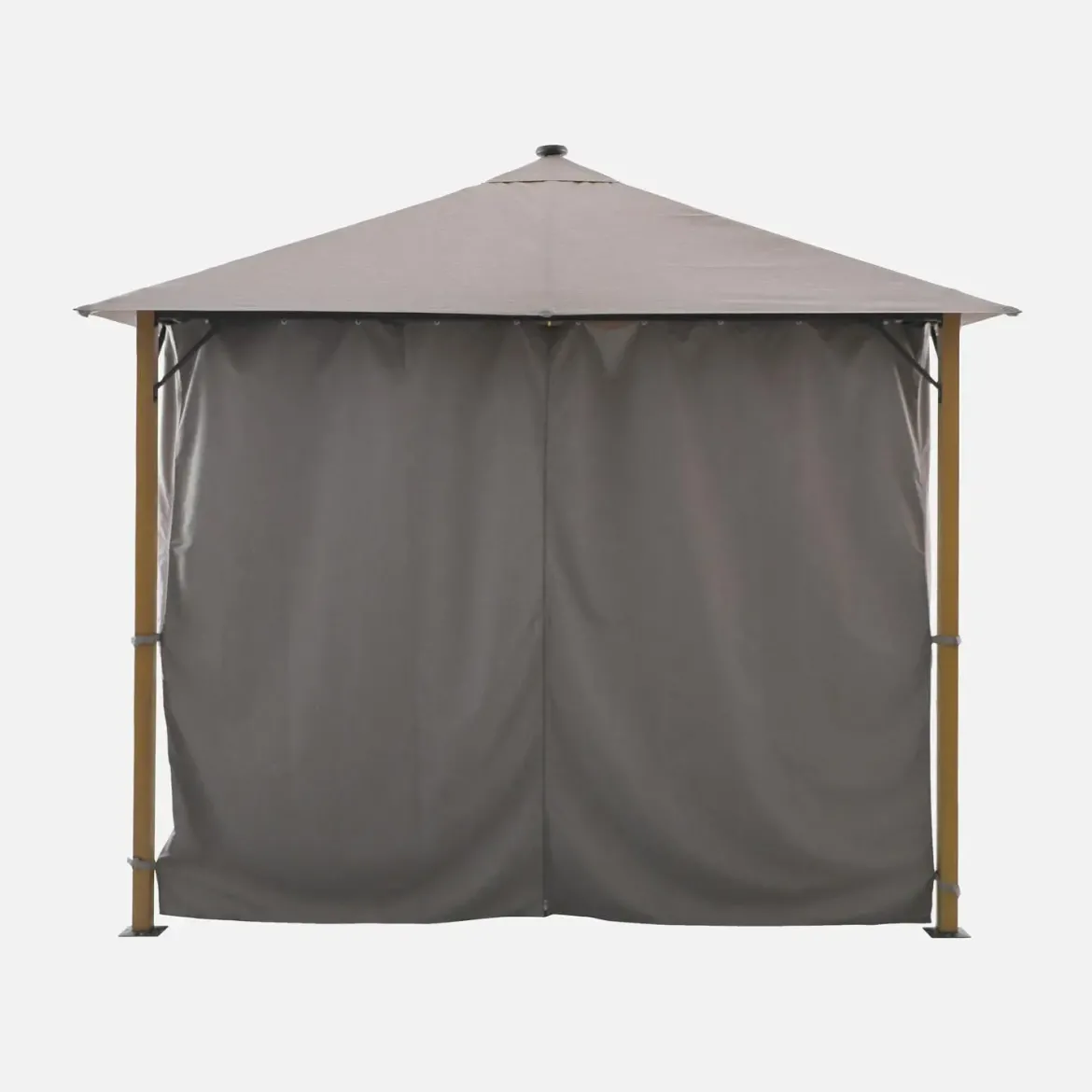 Gazebo da giardino 3x3m in alluminio effetto legno con tende e LED