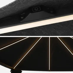 Gazebo da giardino 3x4m in alluminio effetto legno con tende e LED