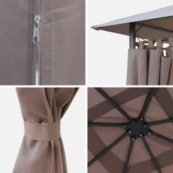 Gazebo da giardino 3x3m struttura in alluminio con tende scorrevoli