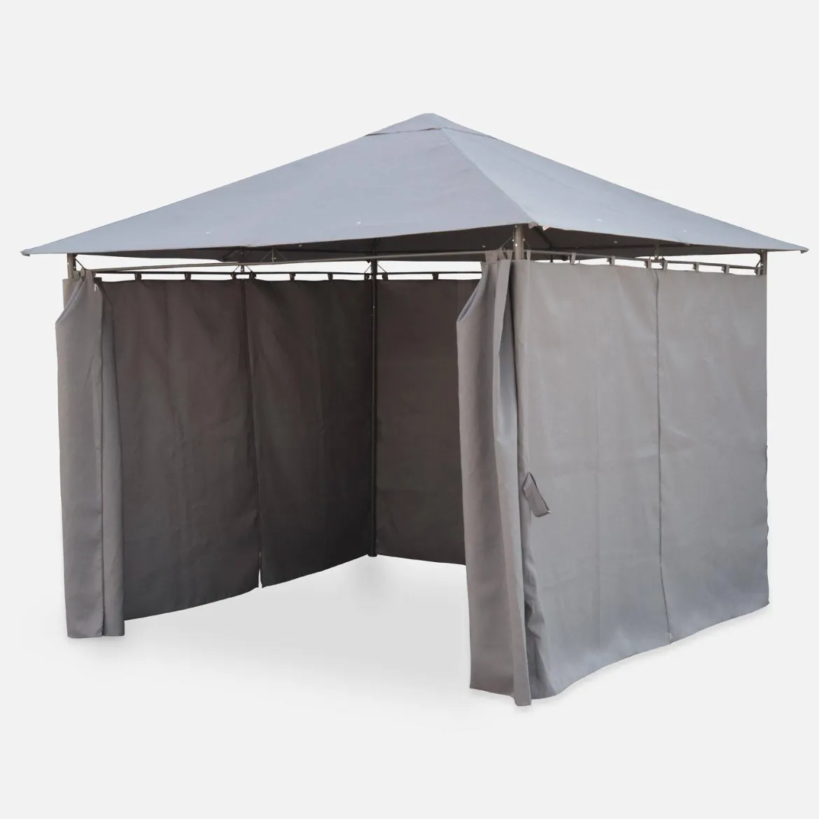 Gazebo da giardino 3x3m struttura in alluminio con tende scorrevoli
