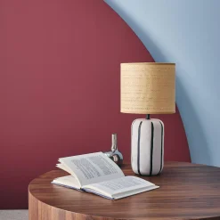 Lampada da tavolo in ceramica per interni con effetto rattan, 41cm