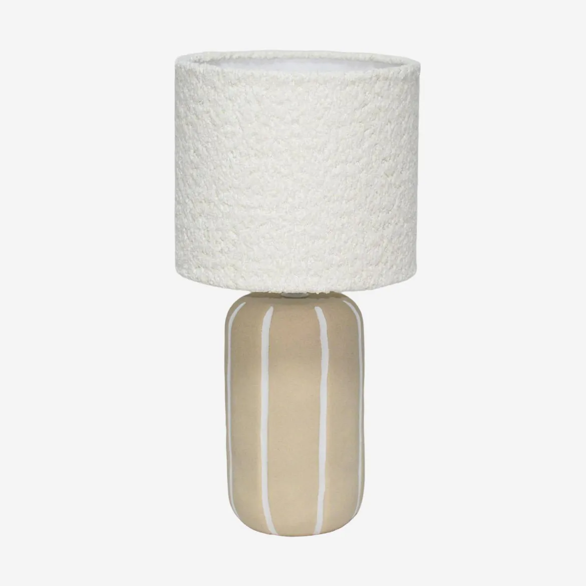 Lampada da tavolo interna in ceramica con paralume bouclé, 41cm