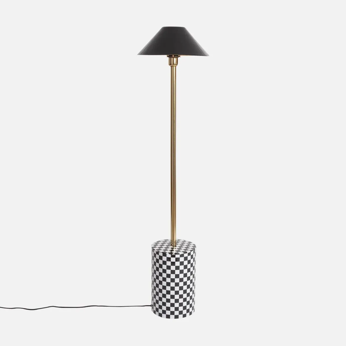 Lampada da terra per interno in metallo con base a scacchi, Ø31cm