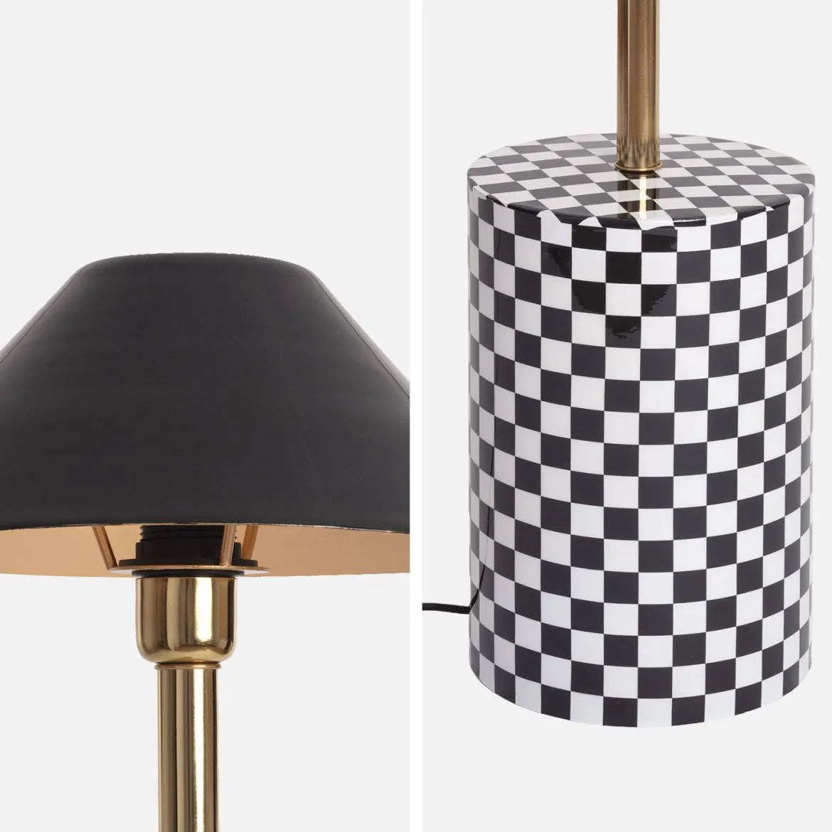 Lampada da terra per interno in metallo con base a scacchi, Ø31cm