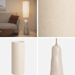 Lampada da terra per interno in ceramica e tessuto, Ø27cm