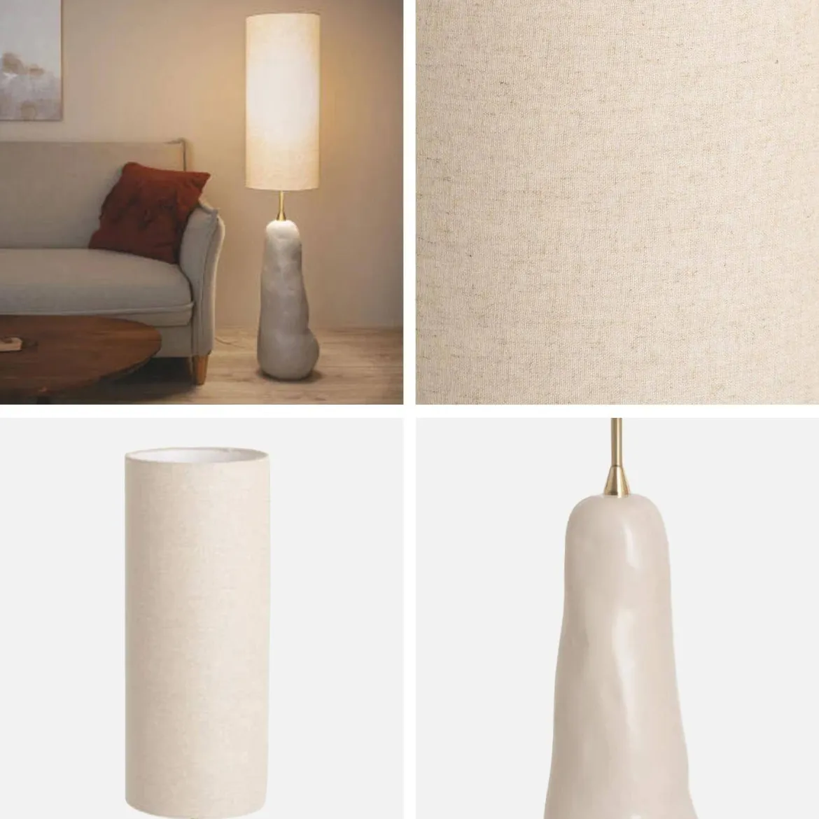 Lampada da terra per interno in ceramica e tessuto, Ø27cm