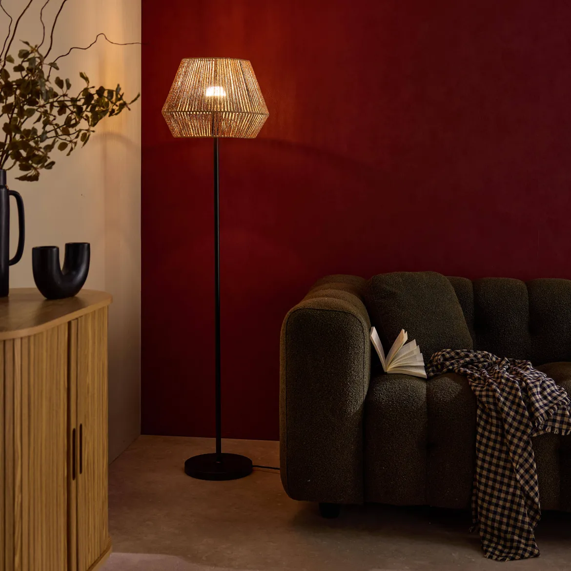 Lampada effetto rattan, 150cm