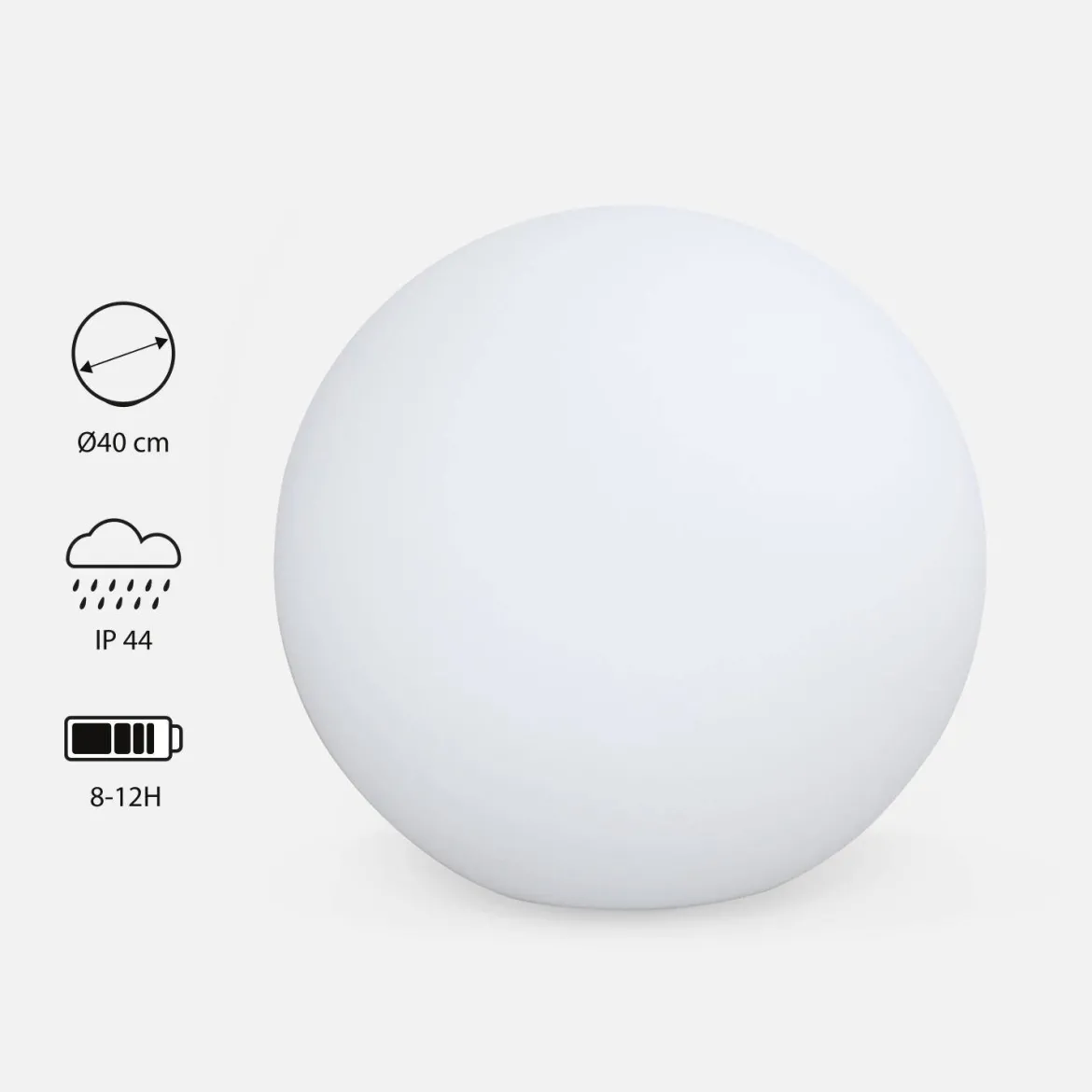 Lampada a sfera LED luce bianca con batteria ricaricabile