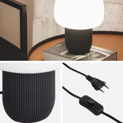 Lampada da tavolo da interno in resina e PVC, Ø18cm